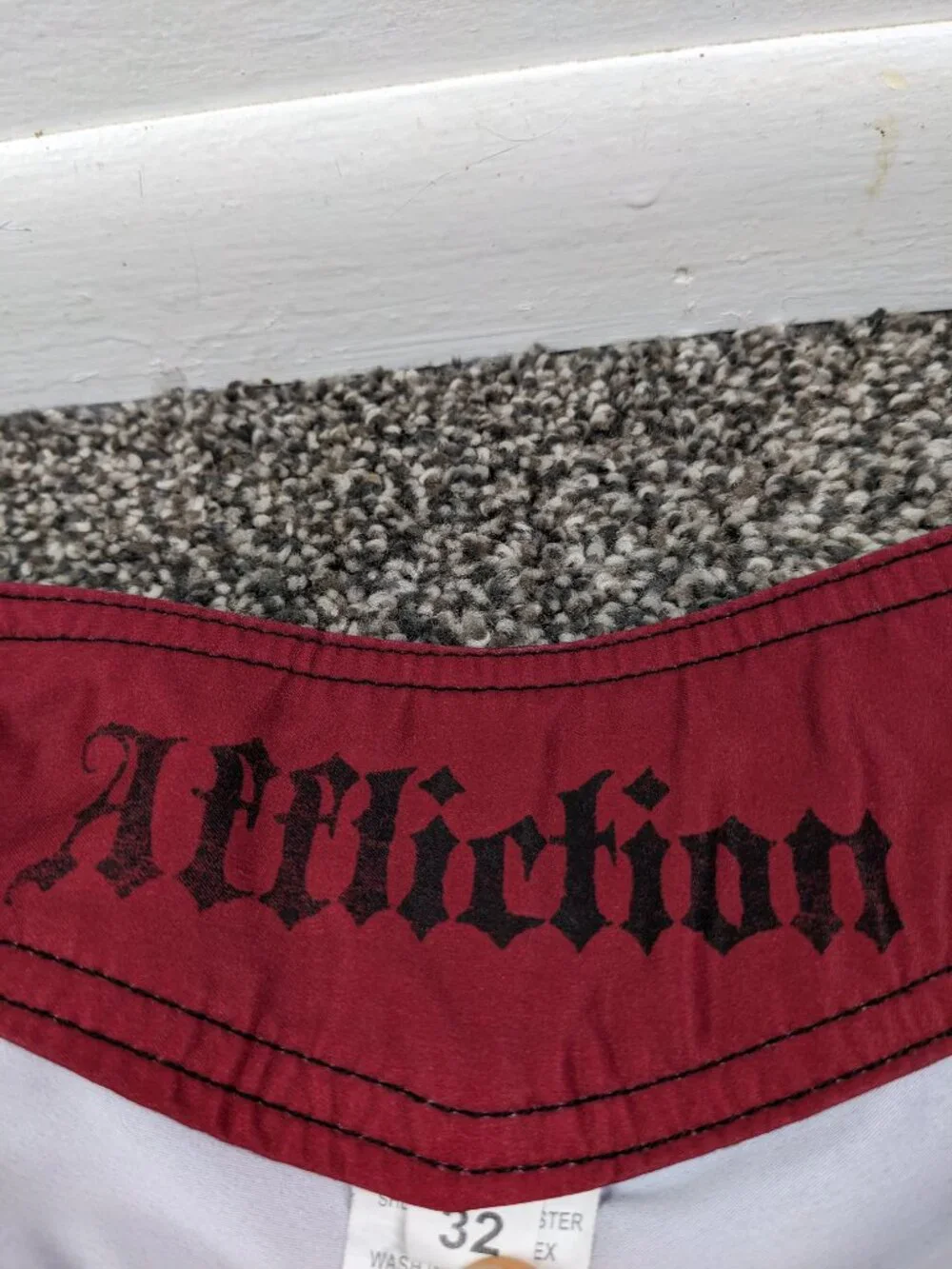 Affliction Board Shorts Skeleton Cross Skull Swim Trunks Red 32